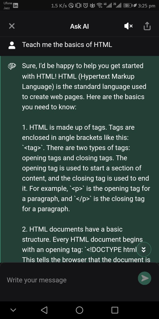 ChatGPT HTML